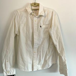 Abercrombie & Fitch White Button-Down Shirt S (male)